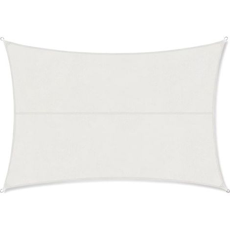 Vela de sombra rectangular, 2x3m, impermeable, anti-UV, impermeable y transpirable, color blanco (1/5)