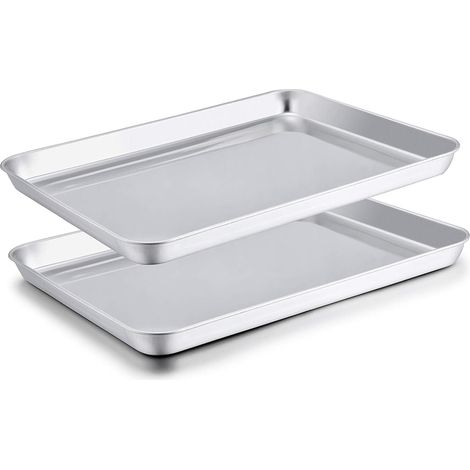 2-teiliges Toaster-Backblech-Set, Edelstahl-Backform, 31 x 24 x 3 cm, leicht zu reinigen, geeignet für Backöfen (1/5)