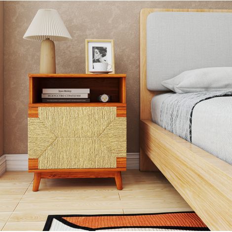 Set di 2 comodini 48x35x58 cm in legno marrone con ripiano regolabile – MEUBLIV (1/5)