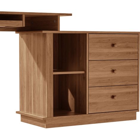 Scrivania estensibile con cassetto tastiera e 3 cassetti, MDF noce 110 x 40 x 75,5 cm (1/5)