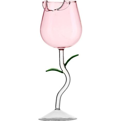 Transparente, rosenförmige Weingläser, perfekt für Partys, Hochzeiten und den Valentinstag. Robust und einzigartig, Fassungsvermögen: 150 ml. Farbe: Rosa. (1/4)