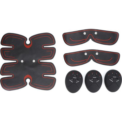 Stimulateur Abdominal Intelligent avec Électrodes - Tonifiez Vos Muscles et Améliorez Votre Posture - Appareil de Fitness avec Batterie Rouge (1 électrode ventre + 2 électrodes bras + 1 boîtier) (1/5)