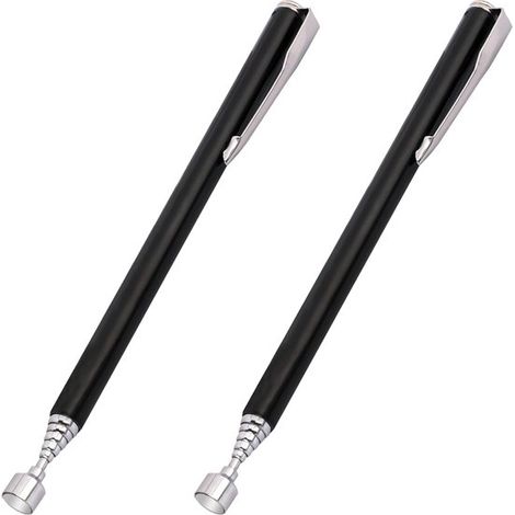 Herramienta telescópica magnética de 2 piezas, Herramienta de agarre magnético de metal, Fácil de transportar, tuercas y pasadores, Negro, Plata