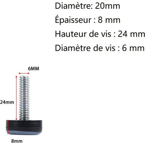 4x Piedini regolabili in Teflon, PTFE, M6 regolabile, piedino di livellamento, vite, pulsante, arresto (1/3)