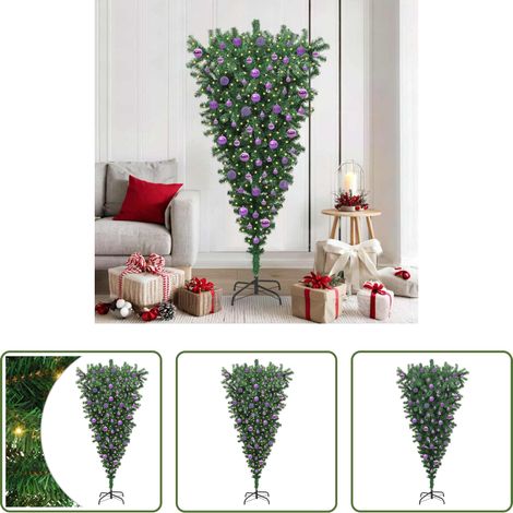 Umgedrehter Weihnachtsbaum - Umgedrehter Kunst Weihnachtsbaum mit Kugelset Grün 180 cm PVC (1/5)