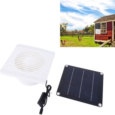 【Solarventilator】 Markenloser 15 cm (6 Zoll) Ventilator, IP67, ABS, 10 W, für Hühnerstall und Zuhause (1/5)