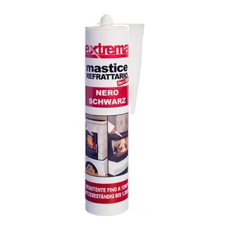 Cartuccia mastice refrattario 1200 ° beccuccio con tappino da 280  ml nero.