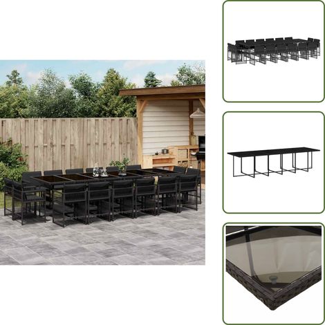 Ensemble à manger de jardin 17 pcs coussins noir résine tressée - Salon De Jardin - Meuble De Jardin - Set De Salon De Jardin - Résine Tressée - Mobilier D'extérieur (1/5)