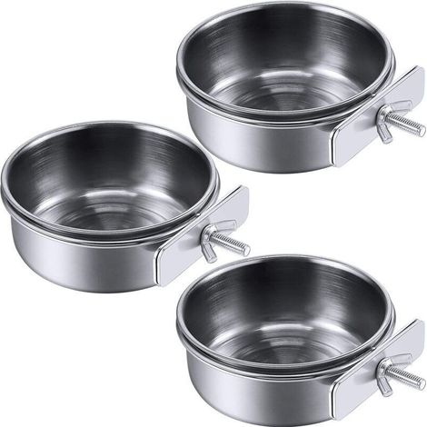 CSPARKV Lot de 3 gamelles à Oiseaux en Acier Inoxydable à Suspendre, Accessoires pour Cage à Oiseaux, Accessoires pour Cage à Rats (10 x 4,5 cm) (1/5)