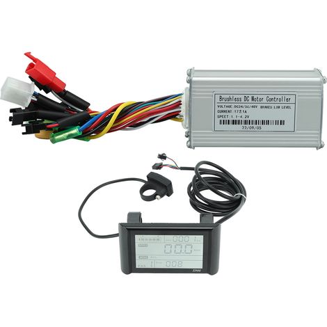 Kit contrôleur vélo électrique sans balais 3 modes onde sinusoïdale conversion moteur scooter LCD 17A 24V 36V 48V 250W‑350W (1/5)