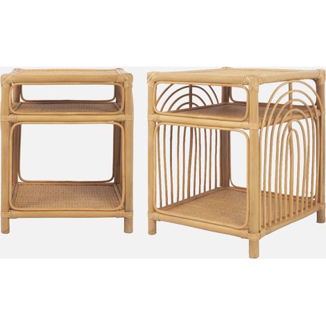 Mesita de noche rotin, set de 2, Bandung, Natural, 40x40x50 cm (1/5)
