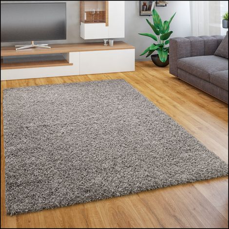 Paco Home Teppich Wohnzimmer Schlafzimmer Hochflor Shaggy Flokati Einfarbig Weich Modern 120x170 cm, Grau