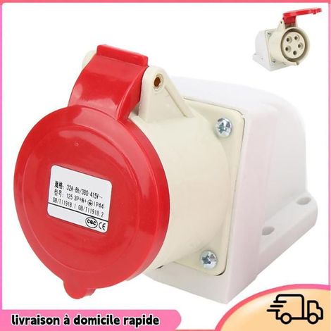Prise industrielle - DILWE - 32A - 3P+N+E - IP44 - Coque isolante en PA66 (1/4)