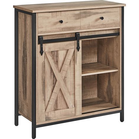 Meuble de rangement buffet placard de cuisine commode avec porte 30 x 70 x 80 cm coulissante imitation grange style industriel marron (1/5)