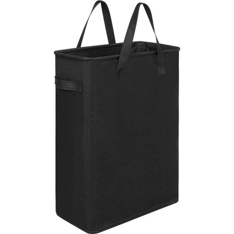 Coperchio per cesto portabiancheria pieghevole 45L Slim Narrow Bagno Camera da letto Salvaspazio Nero (1/5)