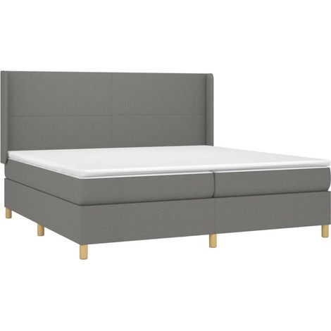 Struttura letto LED con testiera boxspring materasso 200x200 cm tessuto grigio scuro TDL0208303