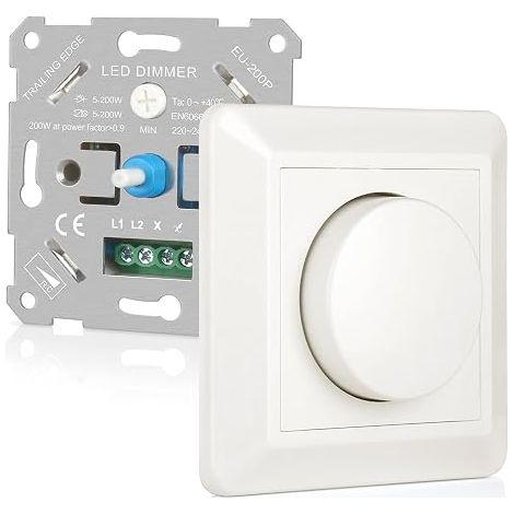 LED Dimmer Switch Dimmable LED 220V-240V Rotary LED Dimmer for Incandescent Halogen Dimmable LED Lamps Quiet and Saving (1/5)