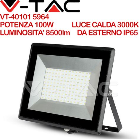 V-TAC VT-40101 Faro LED SMD 100W E-Series Colore Nero IP65 Bianco caldo - 3000K