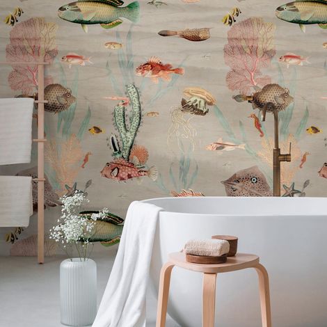 A.S. Creation Livingwalls Fototapete The Wall III 398711 Eine Rolle Ein Motiv 159 x 280 cm Bunt Grau Rosa (1/4)