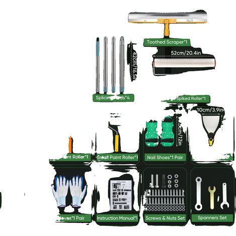 Kit per cemento autolivellante, rullo testurizzato, spatola dentellata, verde (1/2)