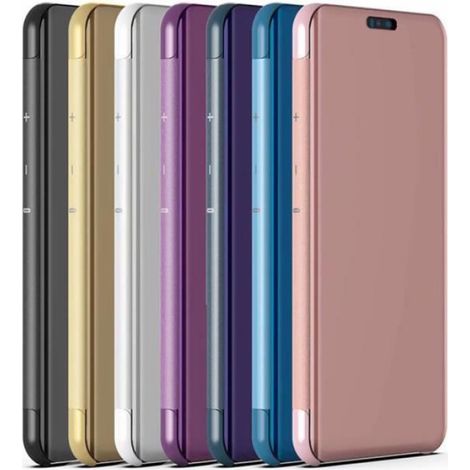 Coque Huawei Mate 20 Pro, Housse Étui Miroir Flip Avec Stand Fonction Protection Cover Pour Huawei Mate 20 Pro - D'or (1/4)
