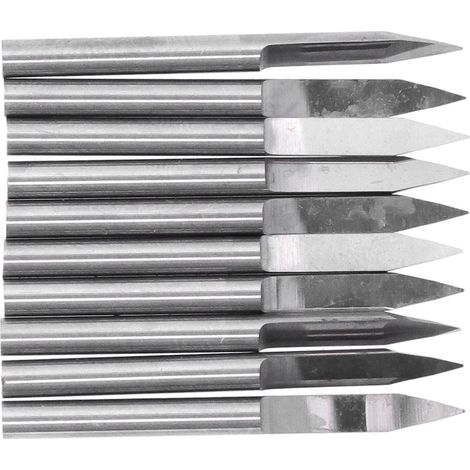 Lot de 10 fraises à graver en acier tungstène haute dureté, résistantes à l'usure, pour fraiseuse CNC, pour plastique, bois et fibre de verre, 0,2 mm. (1/5)