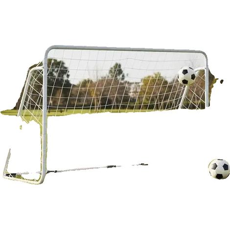 Portería de fútbol, ​​estructura de acero, para uso exterior, BLANCA (1/2)