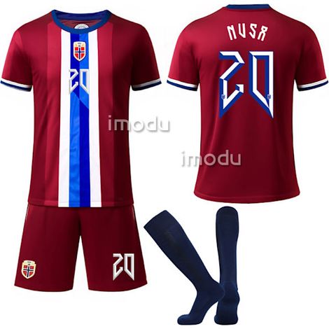 Maglia da trasferta della nazionale norvegese 24-25 per bambini/adulti, numero 9 Haaland, taglia 18, maglia da calcio per tifosi numero 9 Haaland da trasferta (1/2)