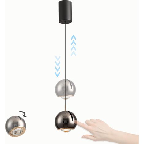 Lampadario creativo con interruttore touch per camera da letto, angolo regolabile (90°), in alluminio, con luce LED calda, ideale per sala da pranzo. (1/5)