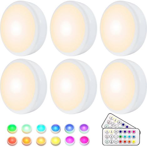 lampes de penderie, veilleuse LED RGB sans fil 13 couleurs, éclairage d'escalier, lampe de jeu LED sans fil avec 2 télécommandes (1/4)