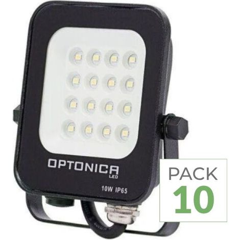 Pack de 10 - Projecteur LED Extérieur SMD 10W IP65 Noir - Blanc Froid - SILUMEN