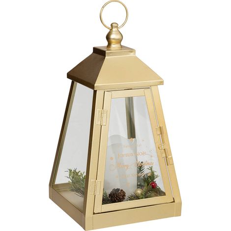 Laterne aus Metall mit LED-Kerze, 32 x 17 cm