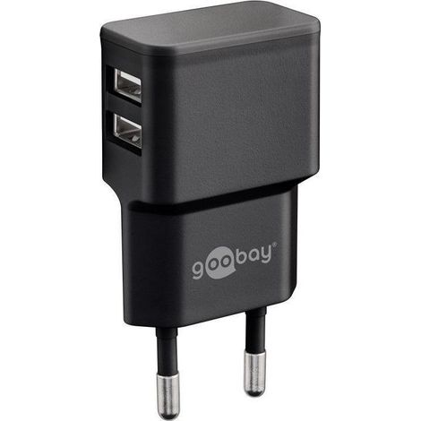Goobay Caricatore da Muro 2 porte USB-A Slim Design 12W Nero (1/4)