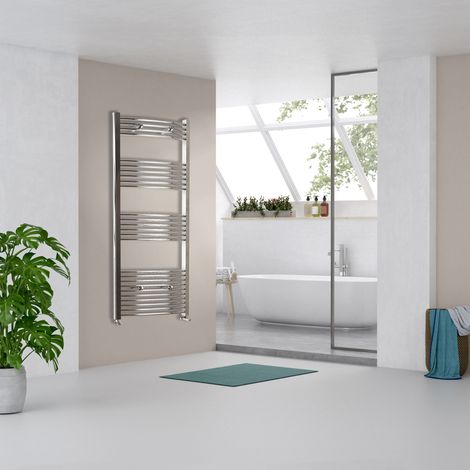 Acezanble 1600x600mm(HxW) Chrome Curved Center Heated Towel Track Heated Towel Radiator (1/5)