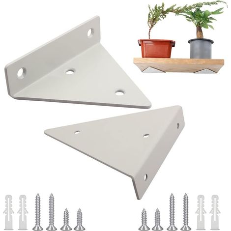 2 supports métalliques triangulaires, support d'étagère triangulaire, support d'étagère flottante, support triangulaire, avec accessoires de montage, p (1/5)