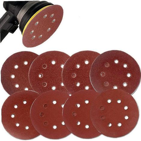 50 disques de ponçage de grains assortis pour ponceuse orbitale à 8 trous et abrasifs, avec tampons de papier de verre grain 400. (1/5)
