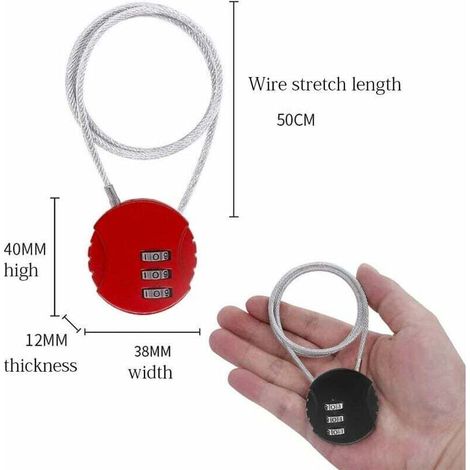 Cadenas à Code 3 Chiffres, 3 Pcs Antivol de Casque, Cadenas à Bagage, Bagages VéLo Portail Remise Casque Poussette Moto BoîTe à Outils(Noir, Rouge, Jaune)