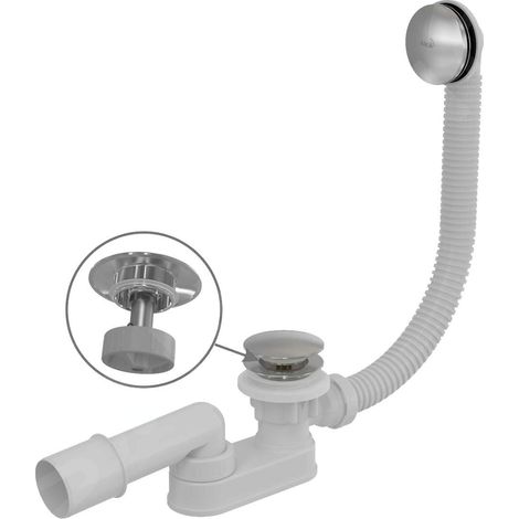 Alca - Kit vidange et trop-plein baignoire, longueur 570 mm, Click-Clack, chromé A507CKM (1/3)