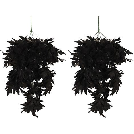 (2 pièces par sachet) (Décoration murale feuille d'érable noir Halloween (lumière non incluse) 2 pièces Décoration murale feuille d'érable artificielle Vraie plante grimpante feuille d'érable noir rot (1/2)