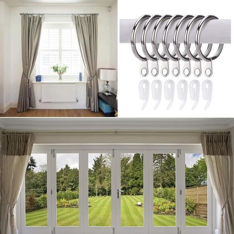50pcs Rideaux Anneaux et Crochets, 30mm en métal rideaux suspendus anneaux et crochets - Drapé coulissantes Œillet Anneaux (1/4)