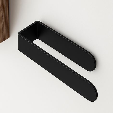 Porte-serviettes autocollant - Fixation murale - Pas de trous nécessaires - Installation facile - Noir - 23 cm (1/5)