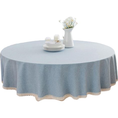 Nappe ronde grande taille en tissu imperméable et oléofuge, couleur unie, de haute qualité. (1/5)