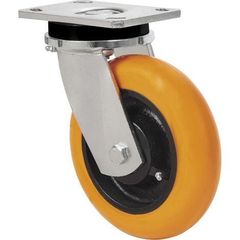 rueda giratora placa 10slr150-huab hierro-poliur.naranja eje bolas balona (1/3)