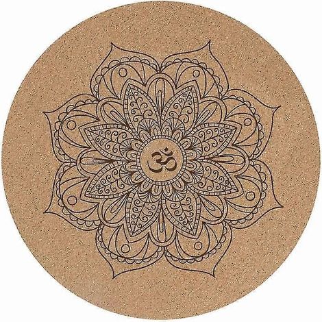 Tapis de yoga méditation rond mandala en liège antidérapant, tapis en caoutchouc naturel pour fitness, équipement d'exercice petite taille (1/5)