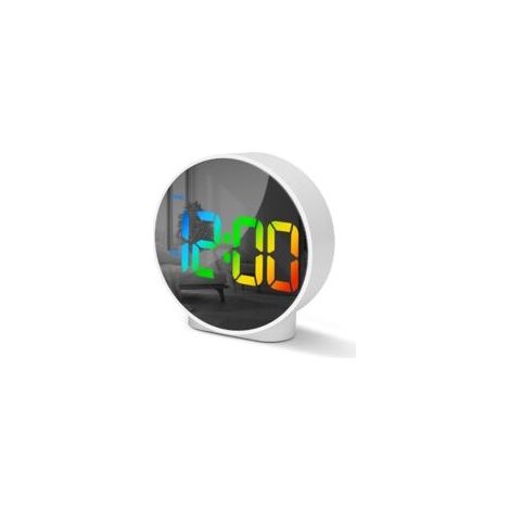 Digitaler Wecker mit gebogenem LED-Display, runder, moderner Digitalwecker mit 2 Weckzeiten, Schlummerfunktion, 12/24-Stunden-Timer, 4 einstellbaren Helligkeitsstufen für Schlafzimmer, Büro, Wohnzimme