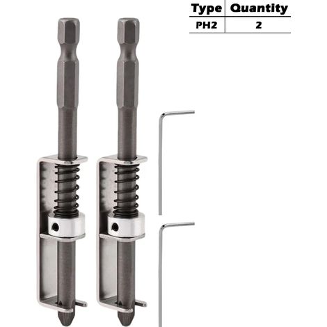 Porte-embouts de tournevis à ressort, empêchant les embouts de tournevis de tomber et les maintenant en place, accessoire pour outil électrique, convient aux vis PH2, T20, T25, 100 mm² x PH2. (1/5)