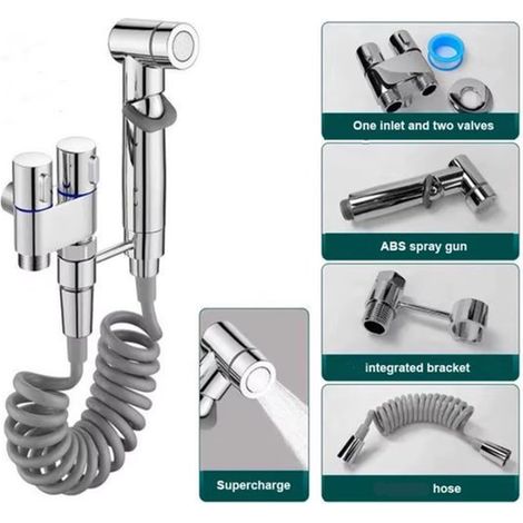 Hochdruck-Spülset für die Reinigung von Badezimmern und Toiletten, Handbrause für Badezimmer und Toiletten – galvanisierte Farbe (1/5)