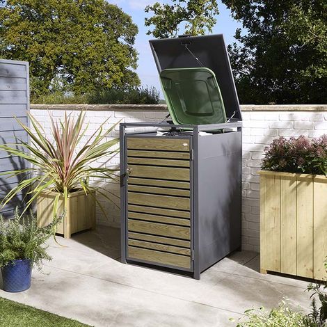 Rowlinson Chelsea Single Metal Bin Store - Oak