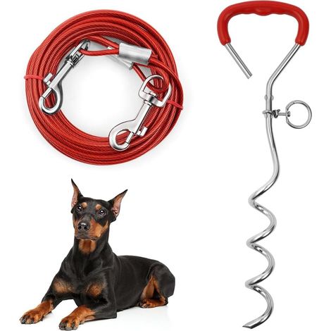 Piquet Ancrage pour Chien, 3m/6m Piquet d'Ancrage Spirale pour Chien, Sardines de Fixation pour Chien, Chaîne pour Chien d'extérieur, Ancrage au Sol pour Petits, Moyens et Grands Chiens