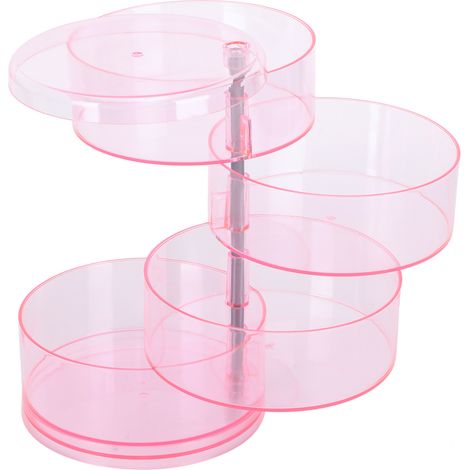 Boîte de Rangement à Bijoux Tournante Multiniveaux Rose pour Organiser (1/5)